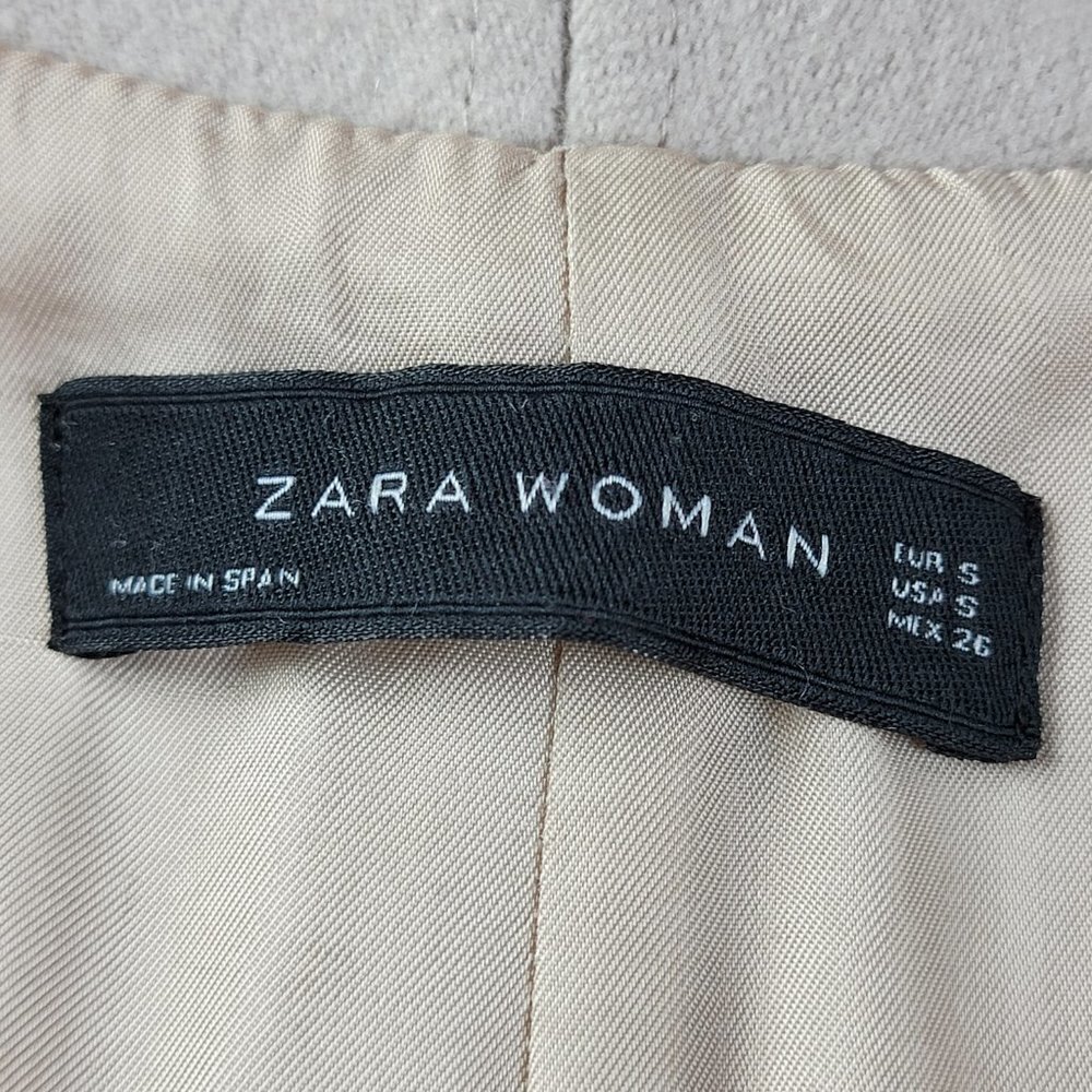 ZARA WOMAN Cardigan Women's S Beige Open Front Fringe Long Sleeve Lined Spain - Picture 4 of 6